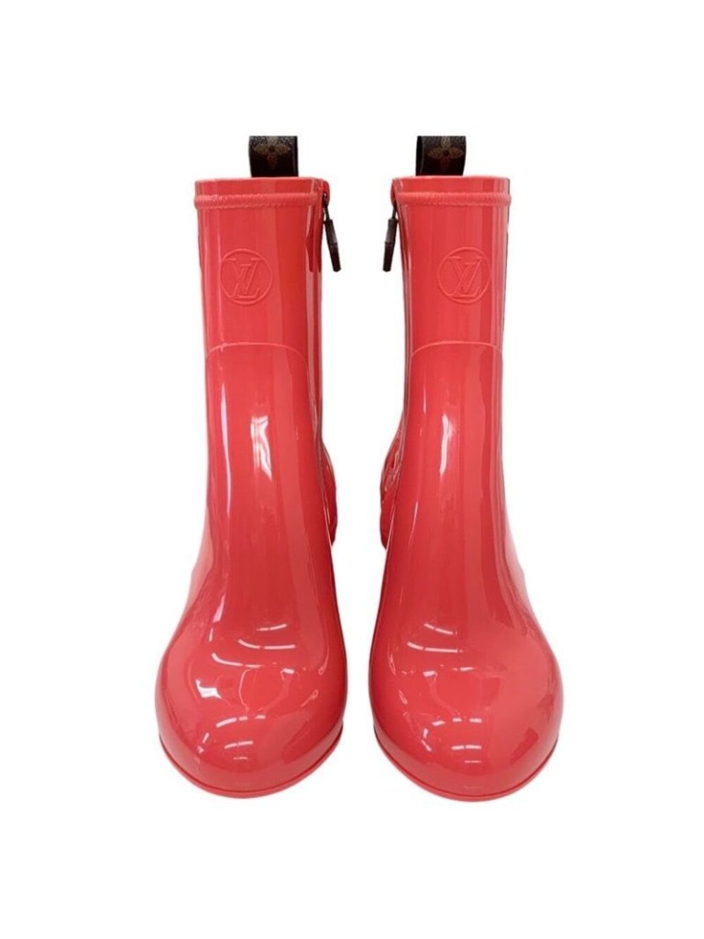 Louis Vuitton Boots Short Rain Silhouette Line Monogram Rubber Pink - Picture 2 of 10